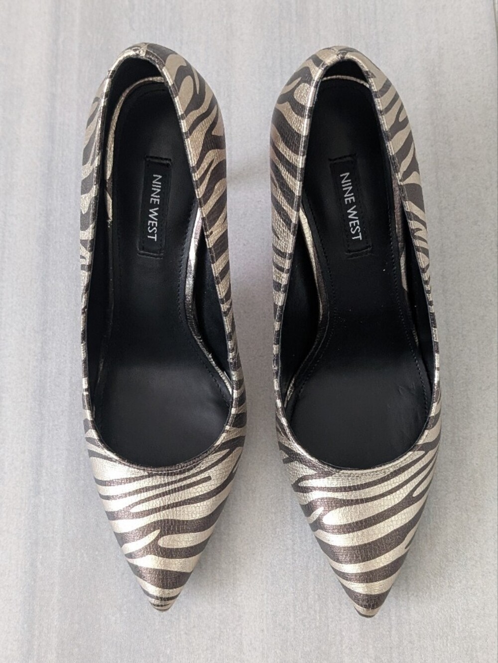 Nine West Metallic Zebra-Print Tatiana Pumps - Silver/Brown